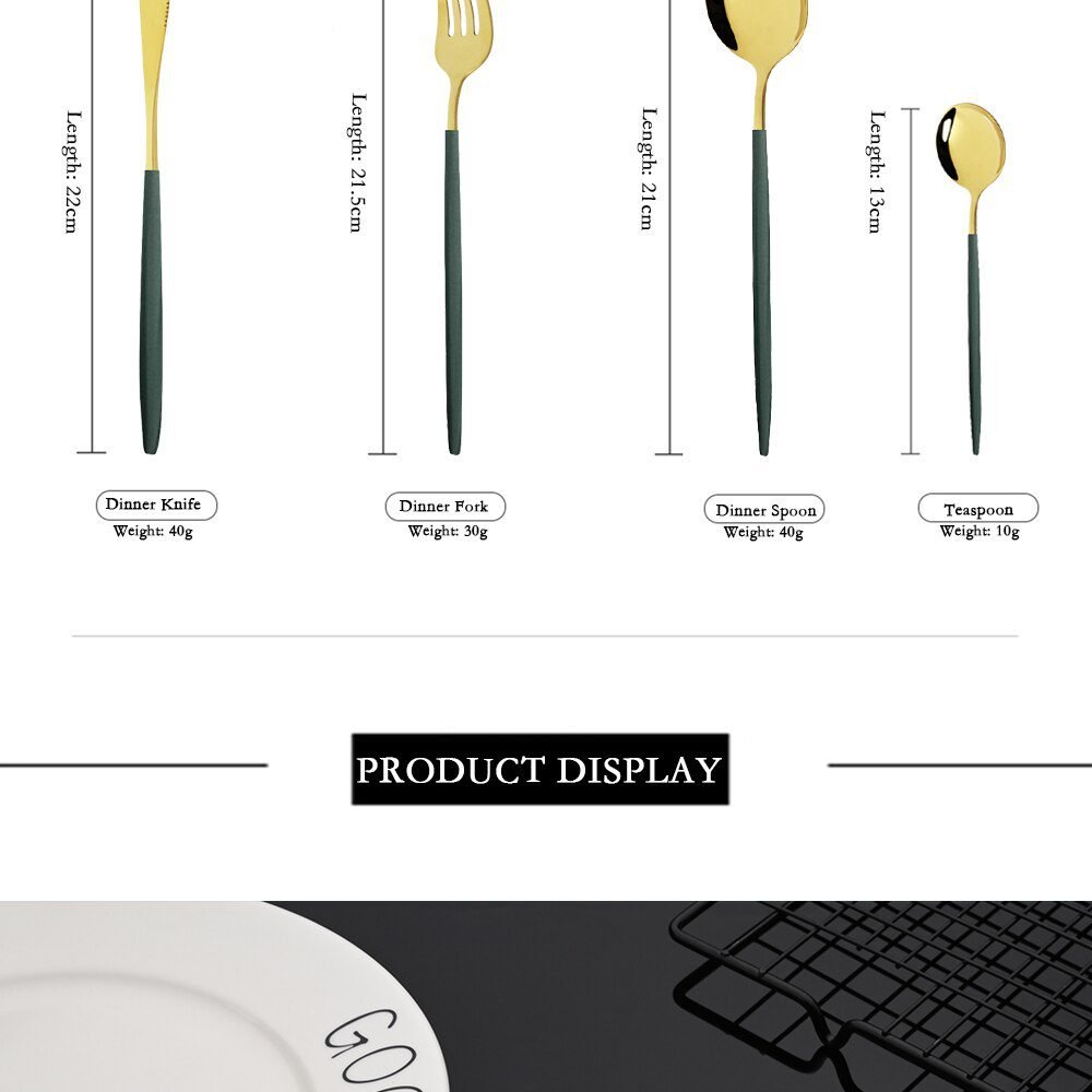 24Pcs Colorful Dinnerware Set Stainless Steel Cutlery Set Kitchen Mirror Gold Tableware Set Knife Fork Spoon Dinner Set