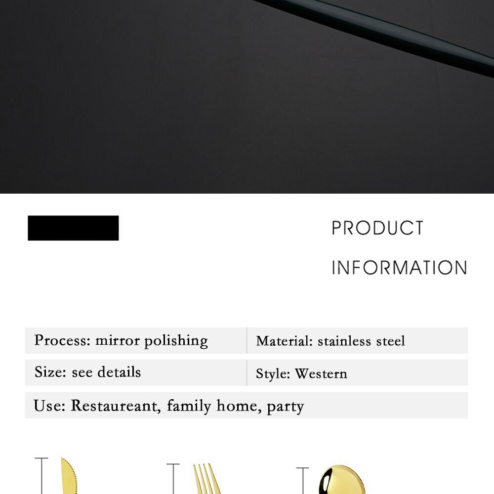 24Pcs Colorful Dinnerware Set Stainless Steel Cutlery Set Kitchen Mirror Gold Tableware Set Knife Fork Spoon Dinner Set