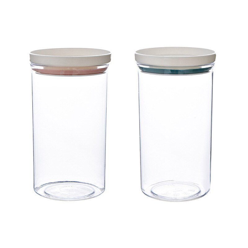 WBBOOMING 2 Different Color Sealed Ring Bottles Kitchen Storage Box Transparent Food Canister Keep Fresh New Clear Container
