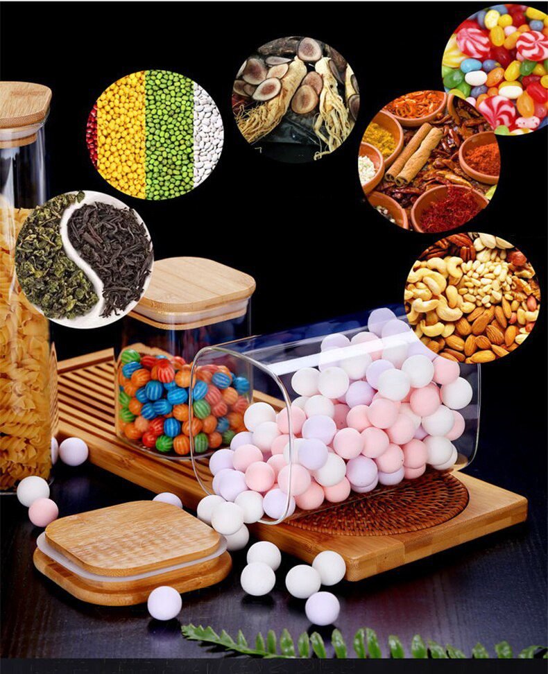 Sealing Kitchen Grain Tea Mason Storage Tank With Bamboo Cover Glass Jars For Spices Condiments Organizer Airtight Container