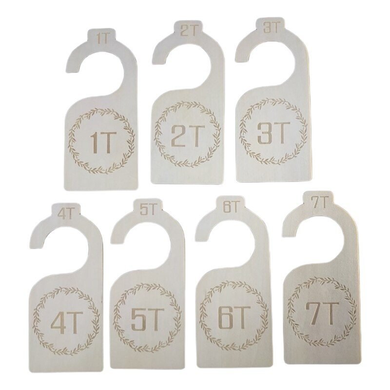 7Pc/Set Newborn 24 Months Baby Closet Dividers Wood Nursery Clothes Organizers Infant Wardrobe Divider Label for 0-7 Years Old