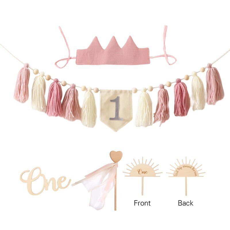 Let's Make Happy Birthday Banner Handmade Tassel Pendant First Boys Girl Baby Shower Birthday Party Balloon Decoration Supplies