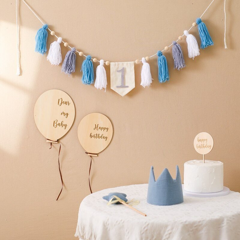 Let's Make Happy Birthday Banner Handmade Tassel Pendant First Boys Girl Baby Shower Birthday Party Balloon Decoration Supplies