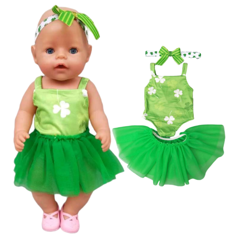 43cm Born New Baby Doll Clothes Pink Kitty Unicorn Pony Pajama Set 18 Inch Doll Clothes Baby Girl Birthday Gift