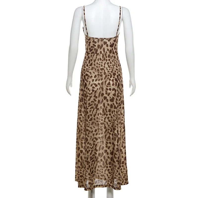 Vintage Leopard Print Chiffon Sexy Cami Dress Women V Neck Sleeveless Party Dress Fashion 2024 Summer Streetwear Dress Vintage Leopard Print Chiffon Sexy Cami Dress Women V Neck Sleeveless Party Dress Fashion 2024 Summer Streetwear Dress
