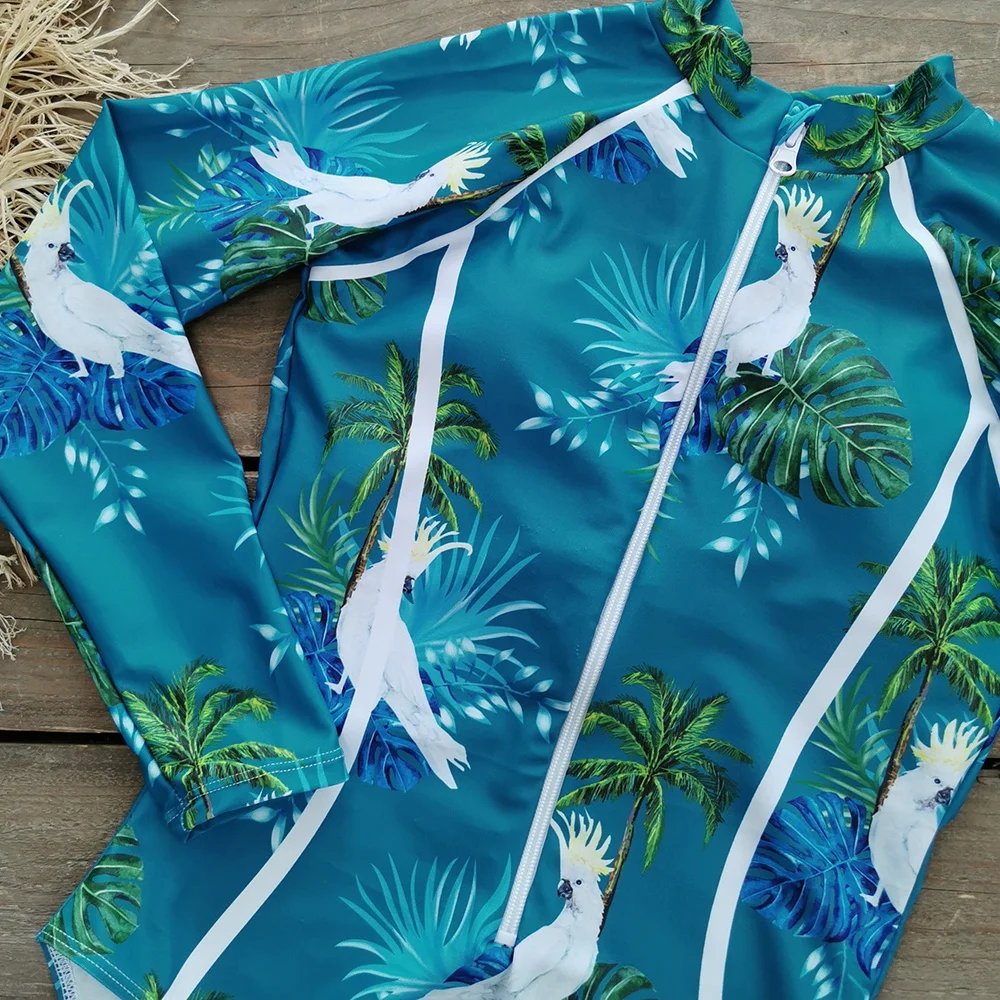 2025 Surfing Sport Swimsuit Long Sleeves Women One Piece Swimsuit Swimwear Solid Monokini Bathing Suit Tropical Bodysuit Female