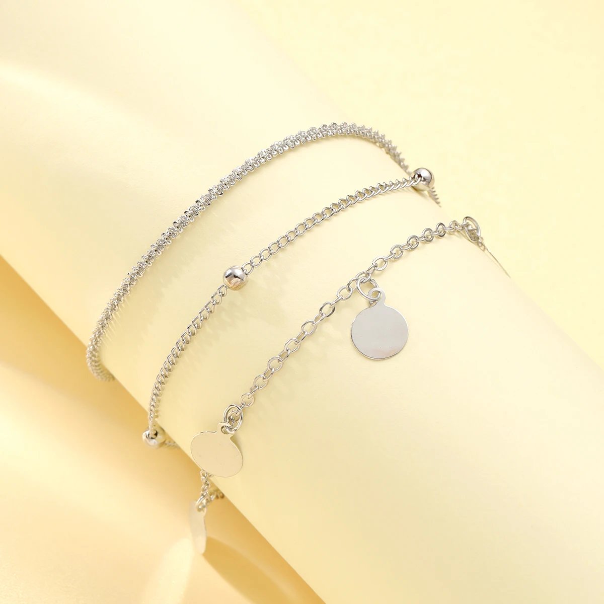 Bohemian Summer Beach Anklet Set For Women Vintage Silver Color Pearl Butterfly Star Heart Pendant Charm Chain On Leg Jewelry