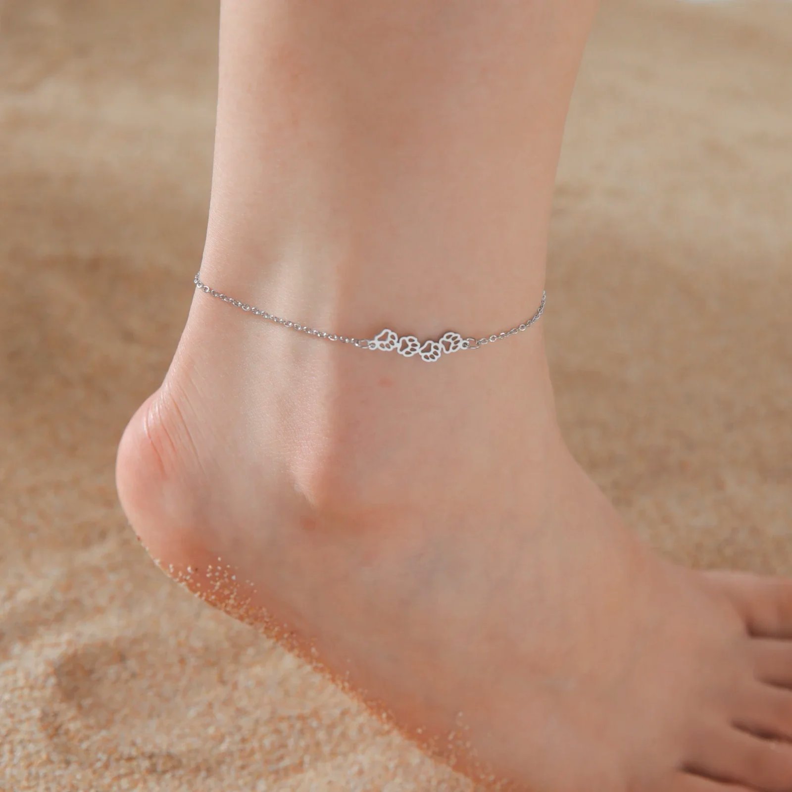 Tiny Korean Chain Cat Charm Anklet For Women Gold Color Leaf Heartbeat Silver Plating Cat Feet Charm Summer Anklet Jewelry Tiny Korean Chain Cat Charm Anklet For Women Gold Color Leaf Heartbeat Silver Plating Cat Feet Charm Summer Anklet Jewelry