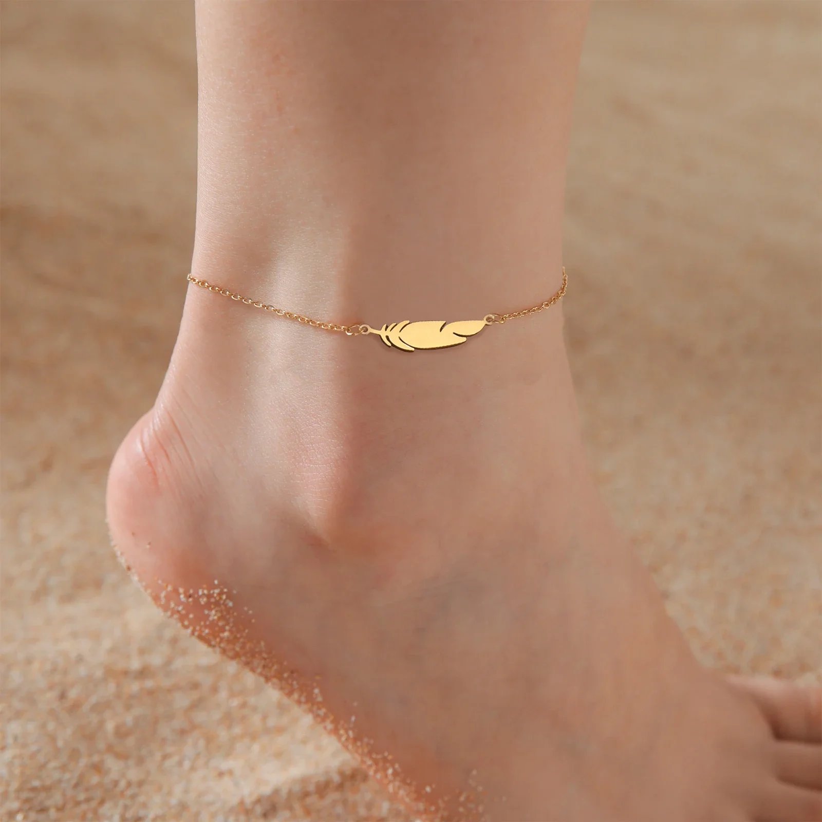 Tiny Korean Chain Cat Charm Anklet For Women Gold Color Leaf Heartbeat Silver Plating Cat Feet Charm Summer Anklet Jewelry Tiny Korean Chain Cat Charm Anklet For Women Gold Color Leaf Heartbeat Silver Plating Cat Feet Charm Summer Anklet Jewelry