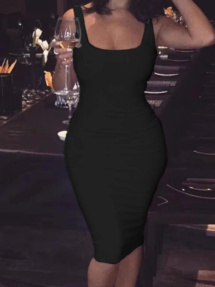 2024 Summer Sexy Tank Top Dress European and American Plus Size Solid Color Women's Sleeveless Mini Dress 2024 Summer Sexy Tank Top Dress European and American Plus Size Solid Color Women's Sleeveless Mini Dress