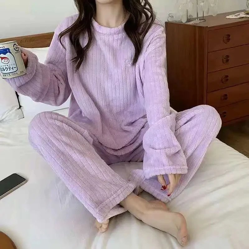 Winter Women's New Pajamas Homewear Suit Women's Fall and Winter Warm Clothes Coral Velvet Leisure Pajamas Padded Homewear Winter Women's New Pajamas Homewear Suit Women's Fall and Winter Warm Clothes Coral Velvet Leisure Pajamas Padded Homewear