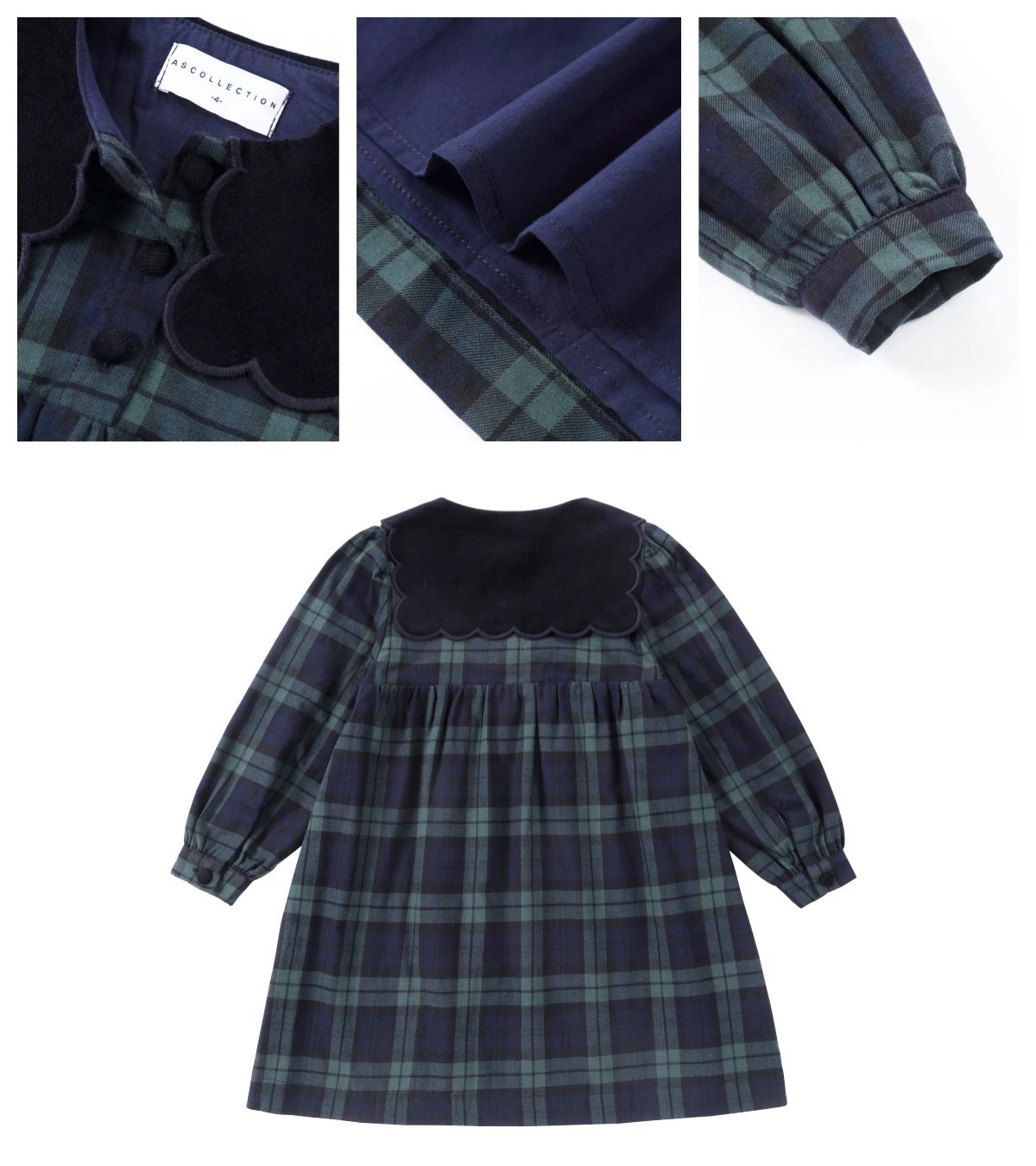 AS Navy Collection AW25 Girls Plaid Dress Two Color Patchwork Sweater Baby Romper Boys Blazer Pants Family Matching Clothing