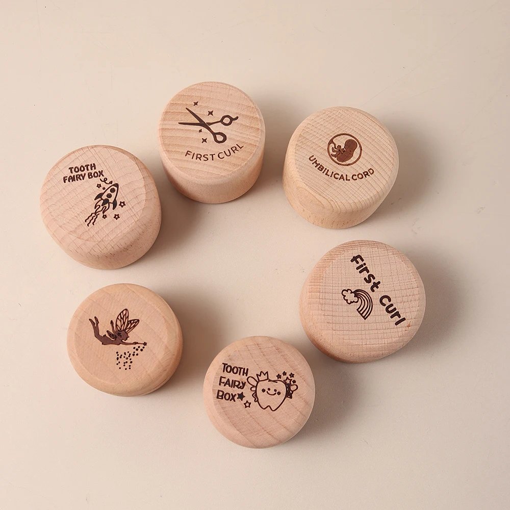 Beechwood Baby Keepsake Box &ndash; First Tooth & Umbilical Cord Memory Box, Milestone Treasure Chest