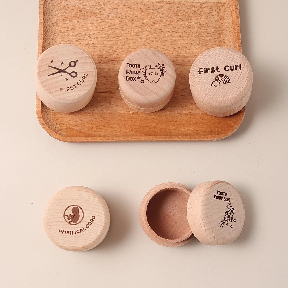 Beechwood Baby Keepsake Box &ndash; First Tooth & Umbilical Cord Memory Box, Milestone Treasure Chest