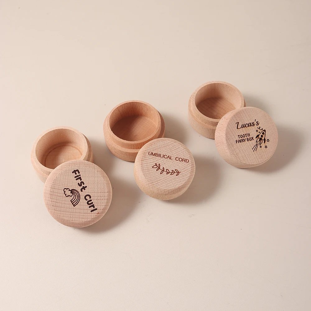 Beechwood Baby Keepsake Box &ndash; First Tooth & Umbilical Cord Memory Box, Milestone Treasure Chest