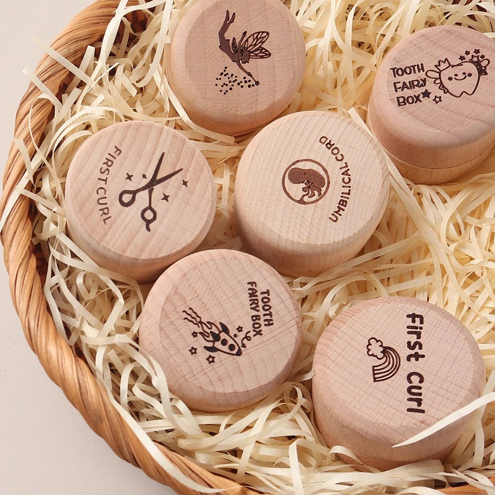 Beechwood Baby Keepsake Box &ndash; First Tooth & Umbilical Cord Memory Box, Milestone Treasure Chest