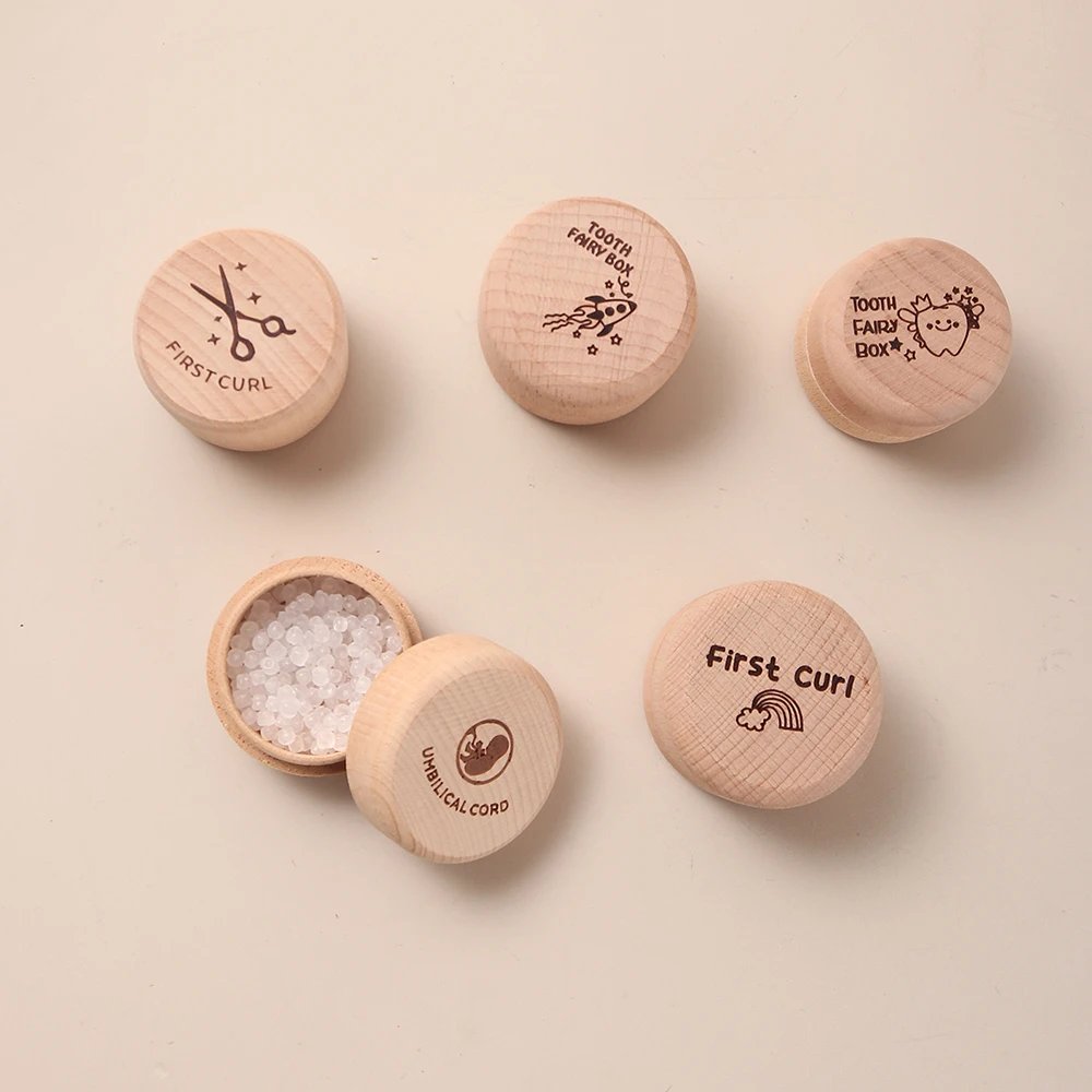 Beechwood Baby Keepsake Box &ndash; First Tooth & Umbilical Cord Memory Box, Milestone Treasure Chest