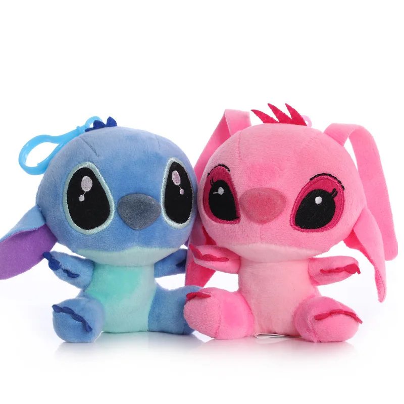 DISNEY Lilo & Stitch Plush Toys Pink Lilo Blue Stitch Stuffed Plush Dolls Pendant Toys Models Cute Boy Girl Birthday Gift