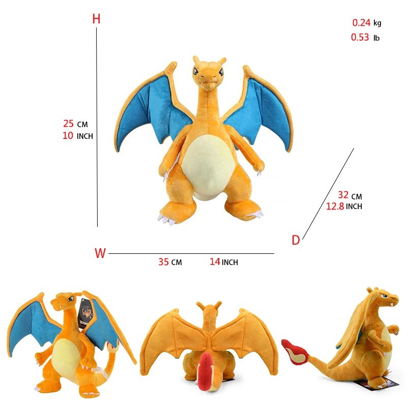 Mega Charizard X Y Soft Plush Toys Cute Anime Figure Kawaii Shiny Gigantamax Rayquaza Charizard Anime Stuffed Toy