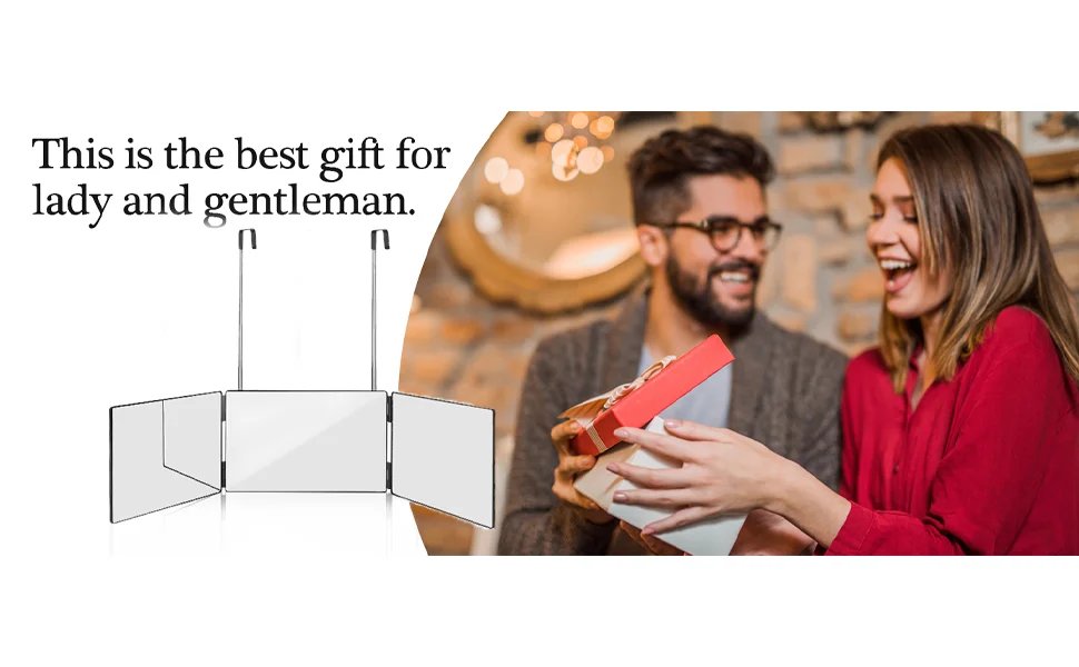 S Travel Portable 360 Trifold Vanity Makeup Mirror with Height Adjustable Telescoping Hook for Hair Self Cutting Fordable Mirror