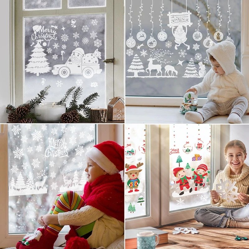 Christmas Window Stickers Merry Christmas Decorations for Home 2025 Christmas Wall Sticker Kids Room New Year Decoration 2026