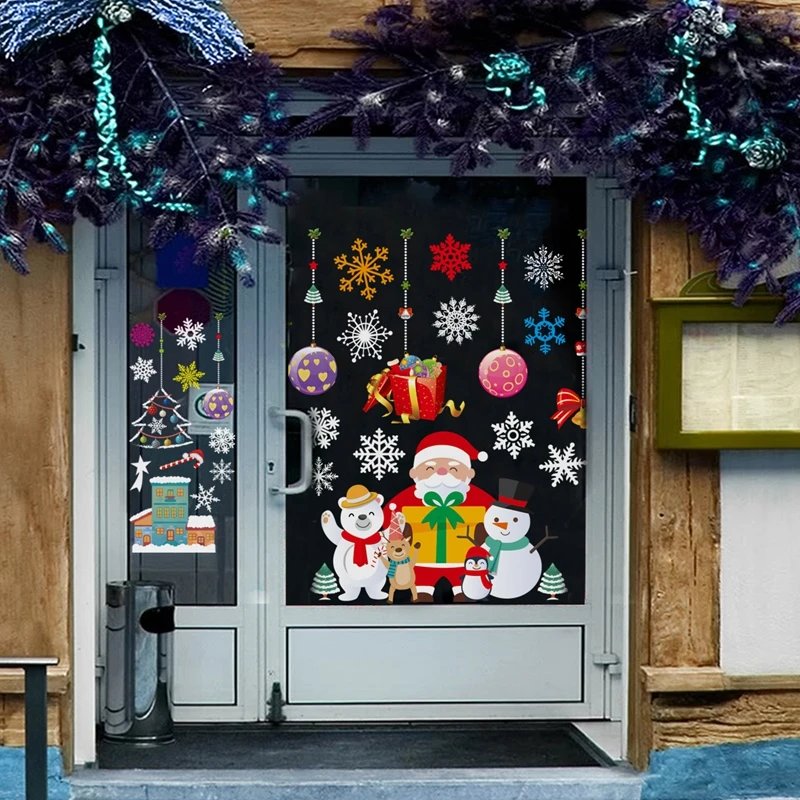 Christmas Window Stickers Merry Christmas Decorations for Home 2025 Christmas Wall Sticker Kids Room New Year Decoration 2026