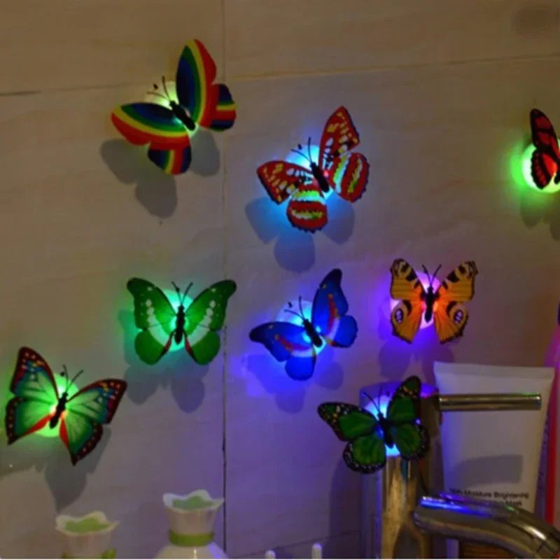 10pcs 3D LED Butterfly Decoration Night Light Sticker Single and Double Wall Light for Garden Backyard Lawn Party Festive Party