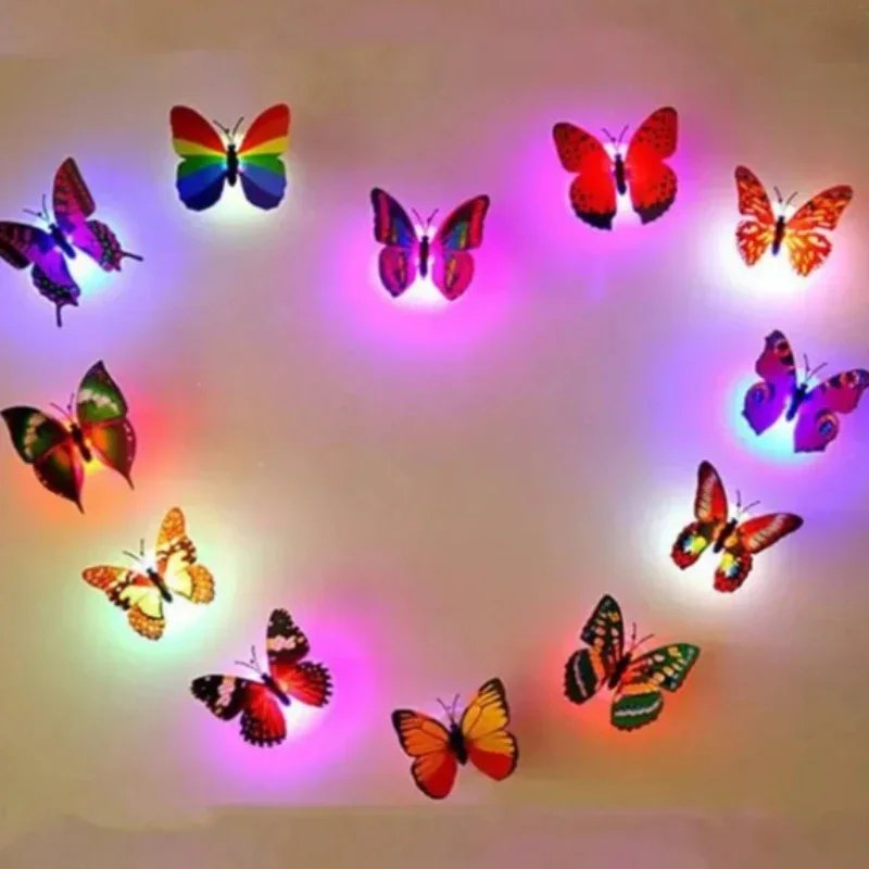 10pcs 3D LED Butterfly Decoration Night Light Sticker Single and Double Wall Light for Garden Backyard Lawn Party Festive Party