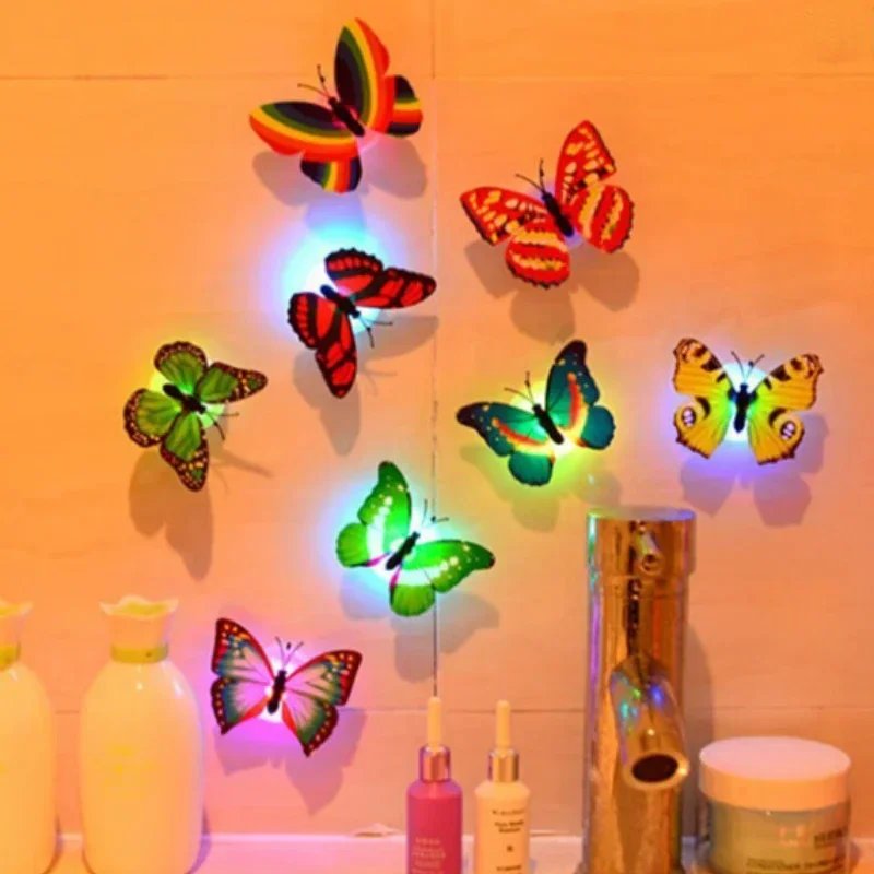 10pcs 3D LED Butterfly Decoration Night Light Sticker Single and Double Wall Light for Garden Backyard Lawn Party Festive Party