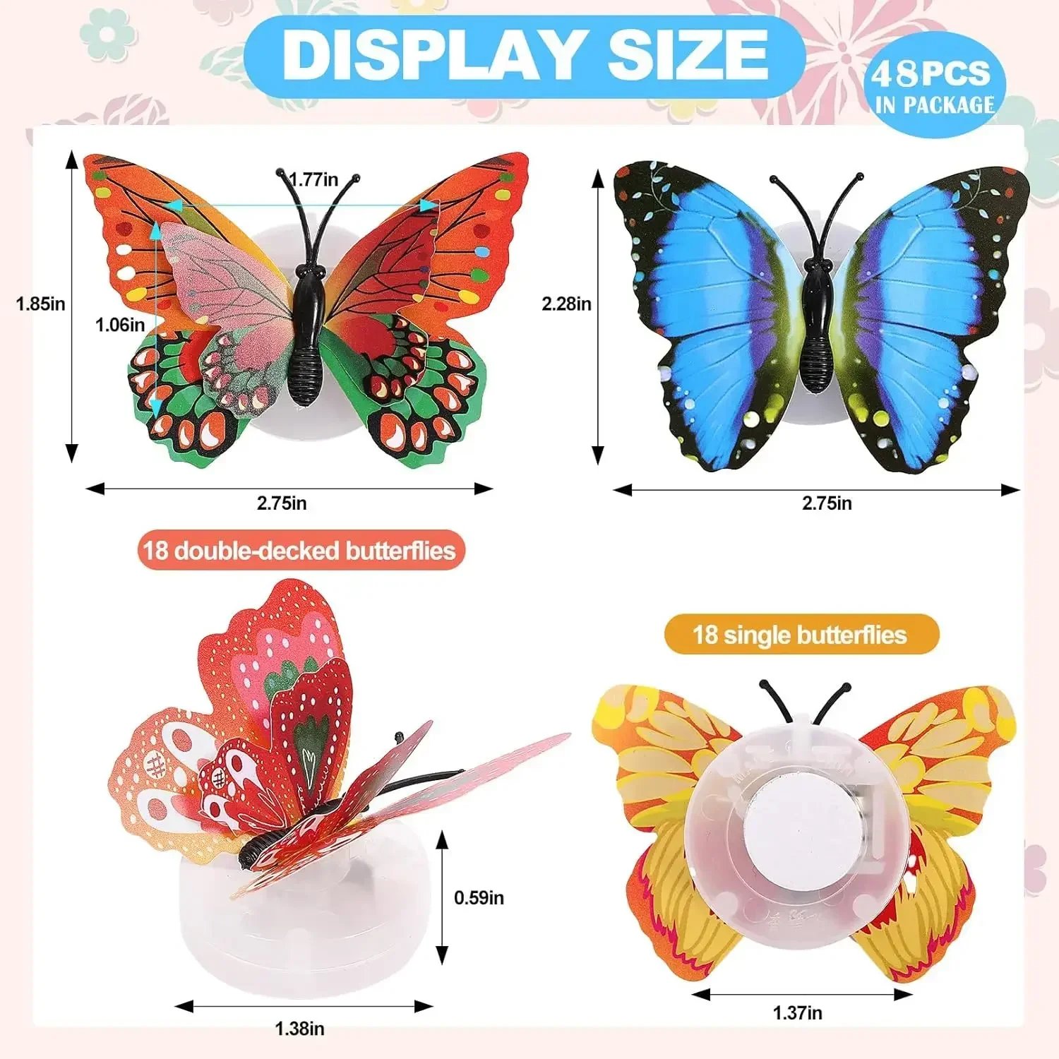 10pcs 3D LED Butterfly Decoration Night Light Sticker Single and Double Wall Light for Garden Backyard Lawn Party Festive Party