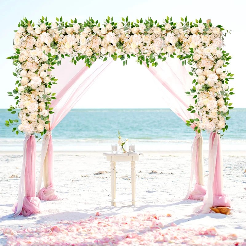100cm DIY Wedding Flower Wall Decoration Arrangement Supplies Silk Peonies Rose Artificial Floral Row Decor Wed Arch Backdrop