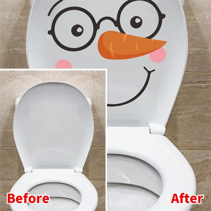 Snowman Christmas Toilet Stickers PVC Self-adhesive Waterproof 5 Types Wall Sticker Bathroom Decals Mural for Xmas Decoration