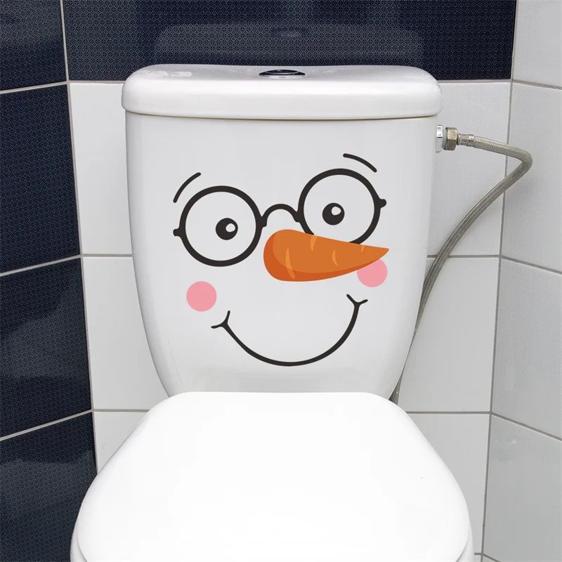 Snowman Christmas Toilet Stickers PVC Self-adhesive Waterproof 5 Types Wall Sticker Bathroom Decals Mural for Xmas Decoration