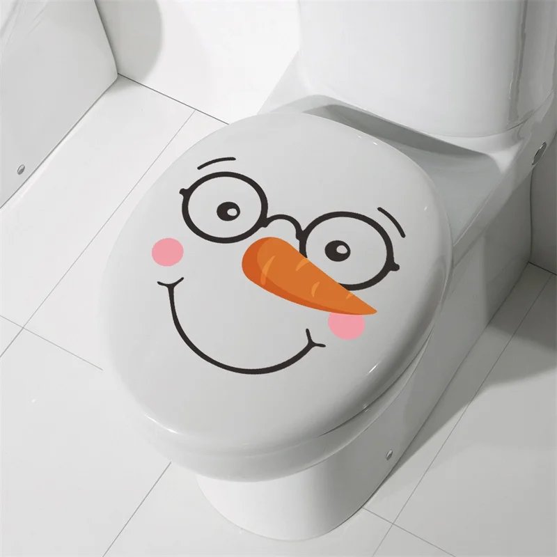 Snowman Christmas Toilet Stickers PVC Self-adhesive Waterproof 5 Types Wall Sticker Bathroom Decals Mural for Xmas Decoration