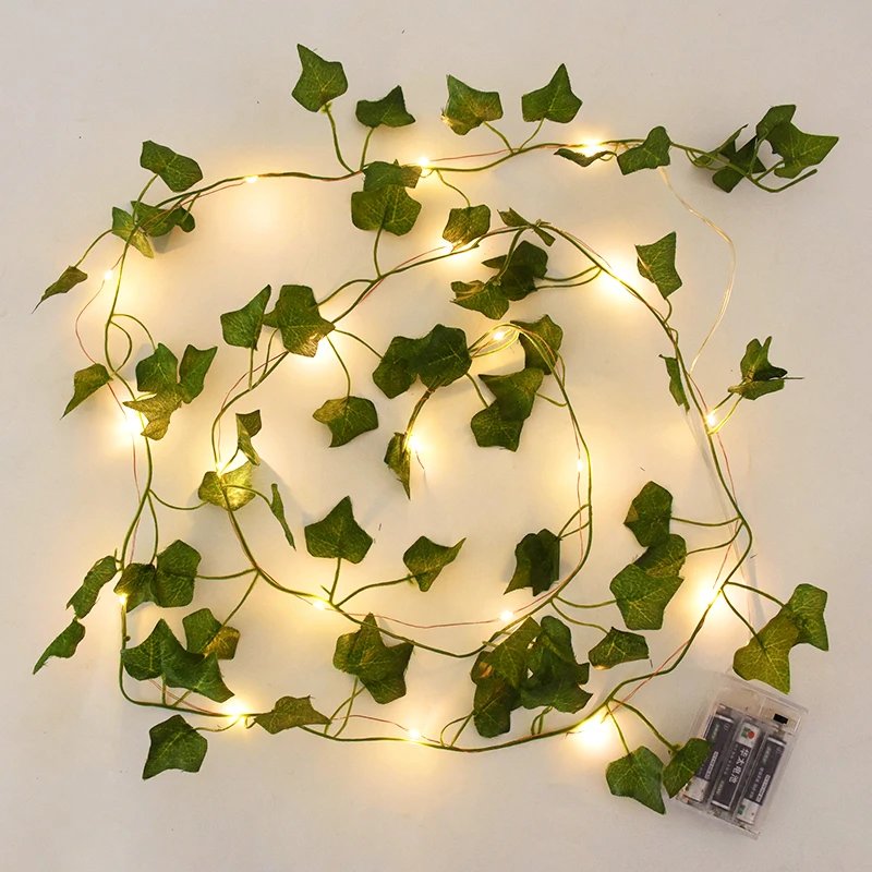 2/5/10M Silk Leaves Fake Creeper Green Leaf Ivy Vine LED String Lights for Home Wedding Hanging Garland Artificial Plants Decor 2/5/10M Silk Leaves Fake Creeper Green Leaf Ivy Vine LED String Lights for Home Wedding Hanging Garland Artificial Plants Decor