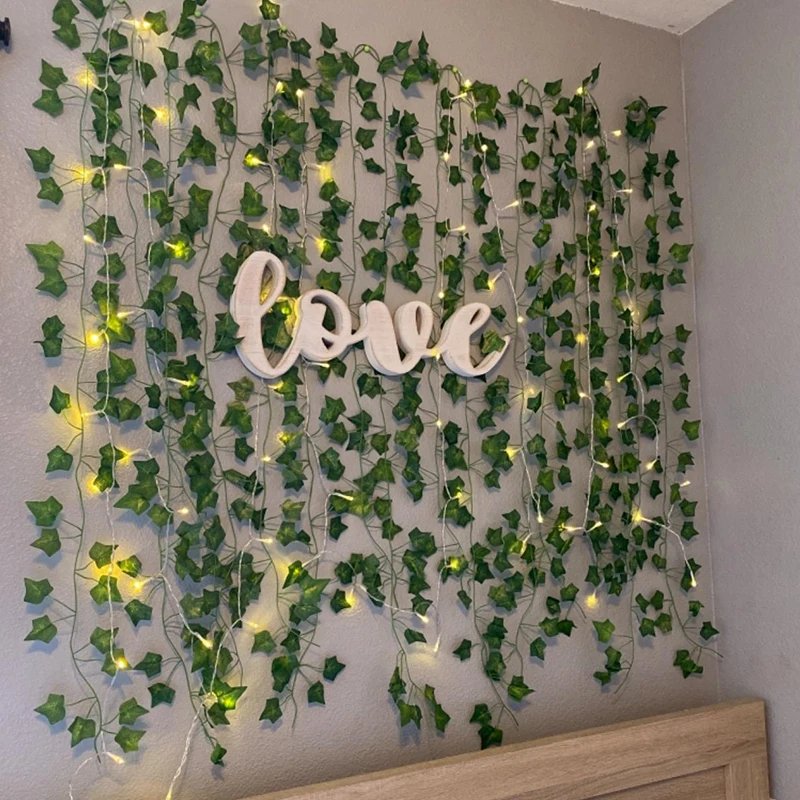 2/5/10M Silk Leaves Fake Creeper Green Leaf Ivy Vine LED String Lights for Home Wedding Hanging Garland Artificial Plants Decor 2/5/10M Silk Leaves Fake Creeper Green Leaf Ivy Vine LED String Lights for Home Wedding Hanging Garland Artificial Plants Decor