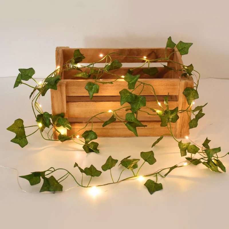 2/5/10M Silk Leaves Fake Creeper Green Leaf Ivy Vine LED String Lights for Home Wedding Hanging Garland Artificial Plants Decor 2/5/10M Silk Leaves Fake Creeper Green Leaf Ivy Vine LED String Lights for Home Wedding Hanging Garland Artificial Plants Decor