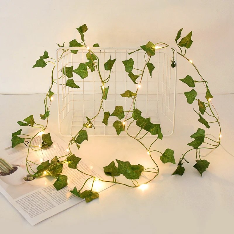 2/5/10M Silk Leaves Fake Creeper Green Leaf Ivy Vine LED String Lights for Home Wedding Hanging Garland Artificial Plants Decor 2/5/10M Silk Leaves Fake Creeper Green Leaf Ivy Vine LED String Lights for Home Wedding Hanging Garland Artificial Plants Decor