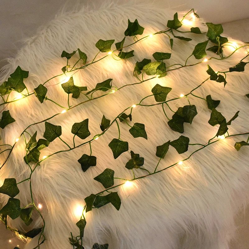2/5/10M Silk Leaves Fake Creeper Green Leaf Ivy Vine LED String Lights for Home Wedding Hanging Garland Artificial Plants Decor 2/5/10M Silk Leaves Fake Creeper Green Leaf Ivy Vine LED String Lights for Home Wedding Hanging Garland Artificial Plants Decor
