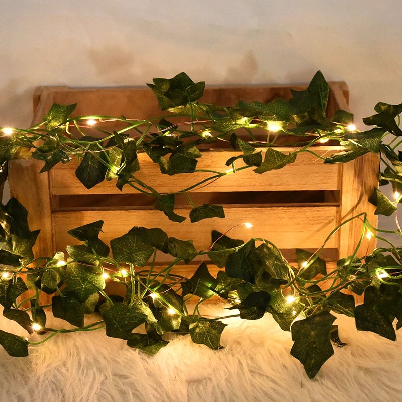 2/5/10M Silk Leaves Fake Creeper Green Leaf Ivy Vine LED String Lights for Home Wedding Hanging Garland Artificial Plants Decor 2/5/10M Silk Leaves Fake Creeper Green Leaf Ivy Vine LED String Lights for Home Wedding Hanging Garland Artificial Plants Decor