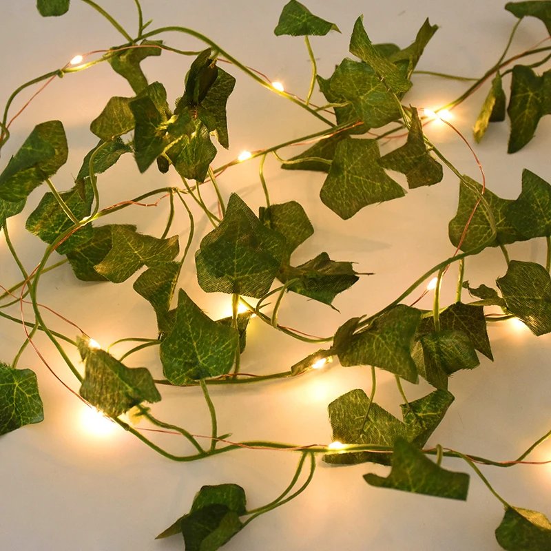 2/5/10M Silk Leaves Fake Creeper Green Leaf Ivy Vine LED String Lights for Home Wedding Hanging Garland Artificial Plants Decor 2/5/10M Silk Leaves Fake Creeper Green Leaf Ivy Vine LED String Lights for Home Wedding Hanging Garland Artificial Plants Decor