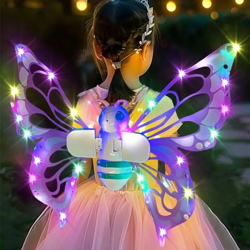Electric Butterfly Wings Moving Elf Wing with Light Fairy Wings for Kids Birthday Christmas Cosplay Dress Up Angel Girls Toy Electric Butterfly Wings Moving Elf Wing with Light Fairy Wings for Kids Birthday Christmas Cosplay Dress Up Angel Girls Toy