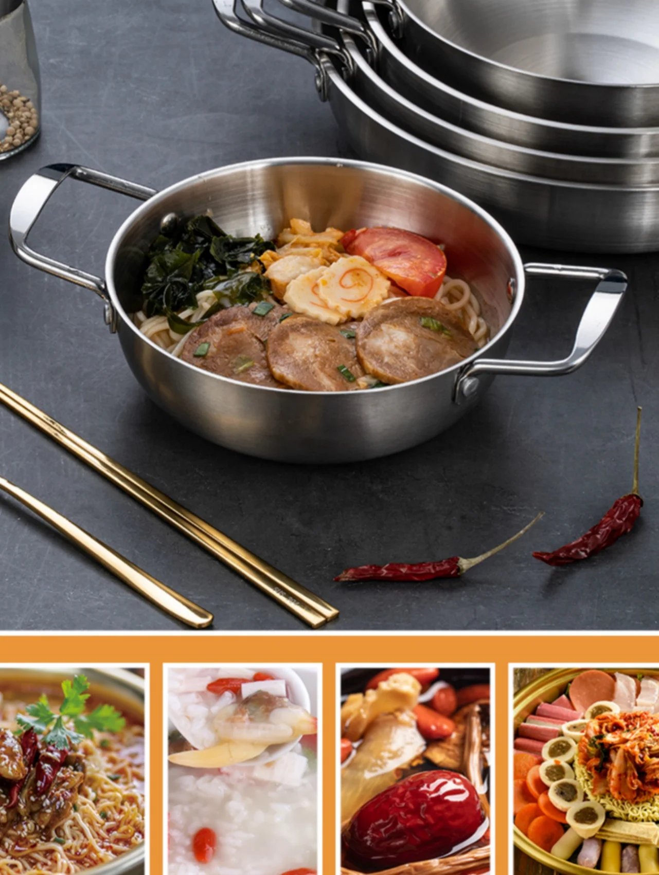 Stainless Steel Cookware Saucepan Dry Pots with Handle Home Cooking Paella Pan Seafood Rice Pot Picnic Snack Plates Stainless Steel Cookware Saucepan Dry Pots with Handle Home Cooking Paella Pan Seafood Rice Pot Picnic Snack Plates