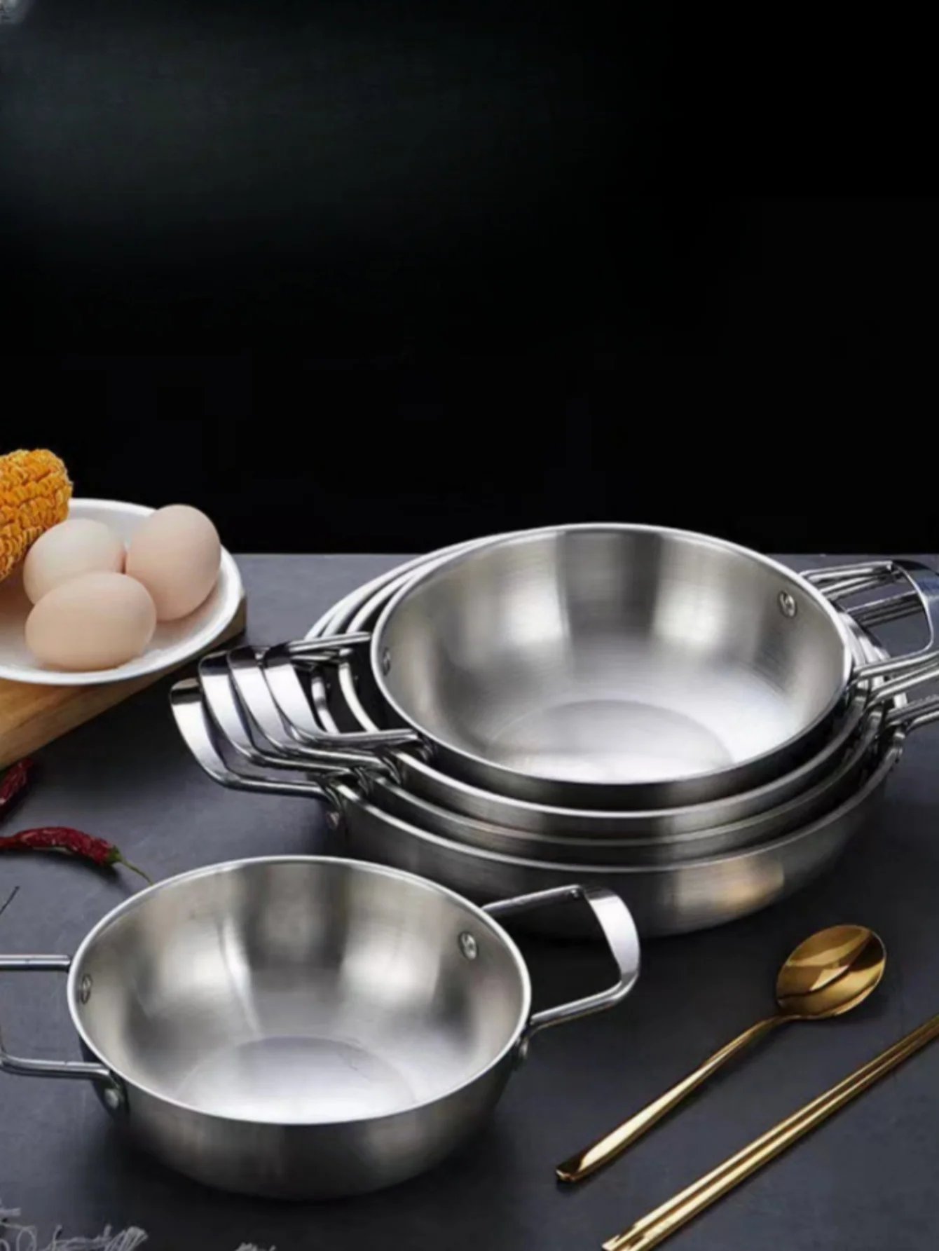 Stainless Steel Cookware Saucepan Dry Pots with Handle Home Cooking Paella Pan Seafood Rice Pot Picnic Snack Plates Stainless Steel Cookware Saucepan Dry Pots with Handle Home Cooking Paella Pan Seafood Rice Pot Picnic Snack Plates