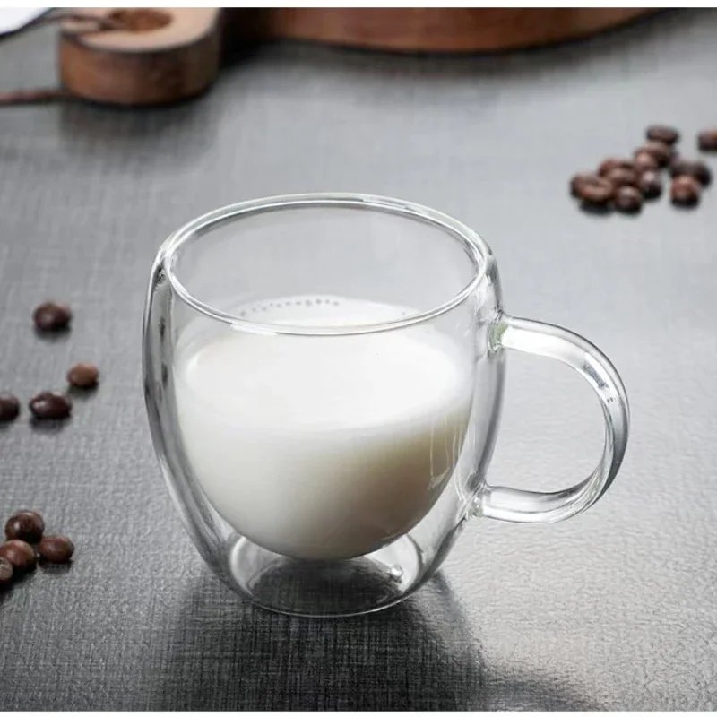 Heat Resistant Clear Double Wall High Borosilicate Glass Mug with Handle Coffee Milk Juice Water Cup Coffeeware Lover Gift Heat Resistant Clear Double Wall High Borosilicate Glass Mug with Handle Coffee Milk Juice Water Cup Coffeeware Lover Gift