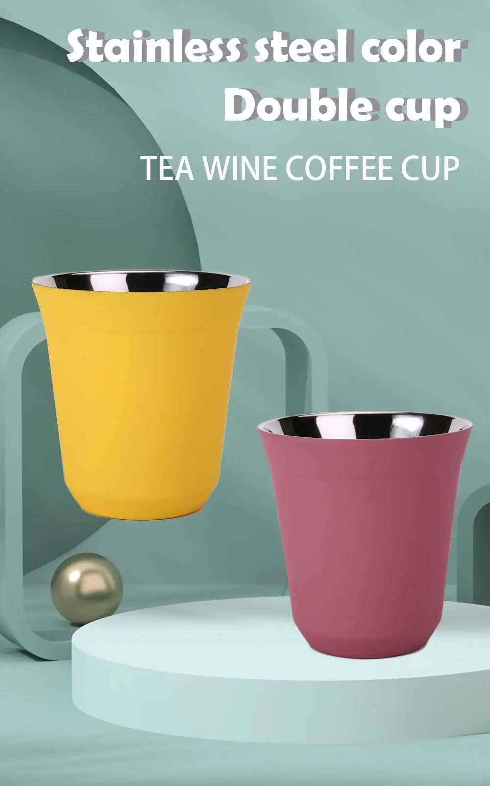 160ML 304 Espresso Mugs Stainless Steel Coffee Milk Water Drink Breakfast Cups Insulated Double Wall Safe Texture