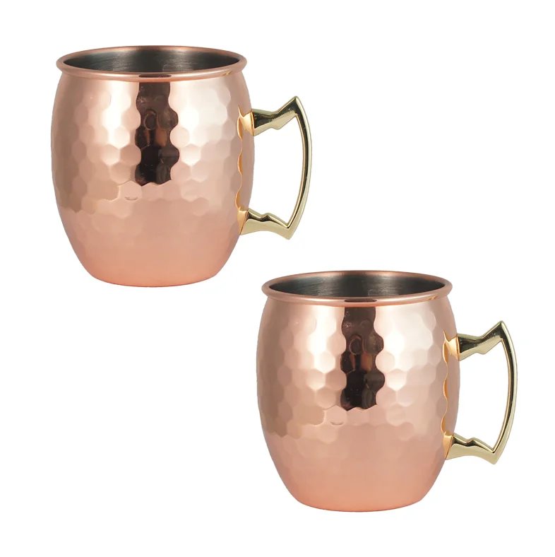 Moscow Mule Stainless Steel Mugs Metal Anti-fall Beer Cup Copper Plated Hammered Mug Cocktai Wine Champagne Party Bar Drink Cups