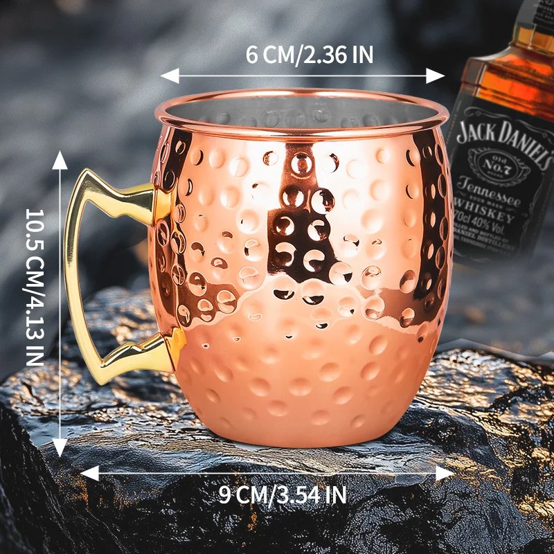 Moscow Mule Stainless Steel Mugs Metal Anti-fall Beer Cup Copper Plated Hammered Mug Cocktai Wine Champagne Party Bar Drink Cups