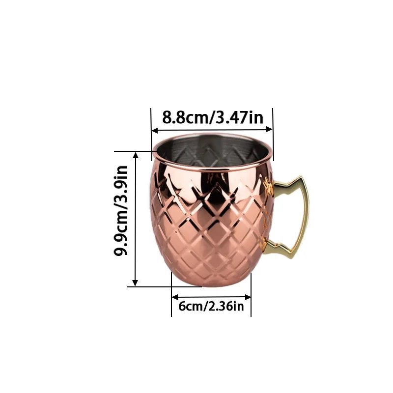 Moscow Mule Stainless Steel Mugs Metal Anti-fall Beer Cup Copper Plated Hammered Mug Cocktai Wine Champagne Party Bar Drink Cups