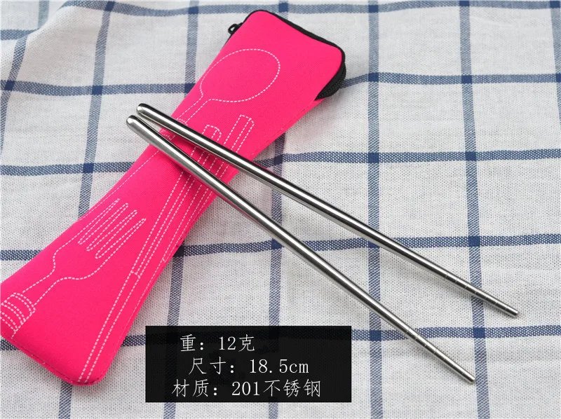 3Pcs/4Pcs/7Pcs Set Dinnerware Portable Printed Knifes Fork Spoon Stainless Steel Family Camping Steak Cutlery Tableware with Bag